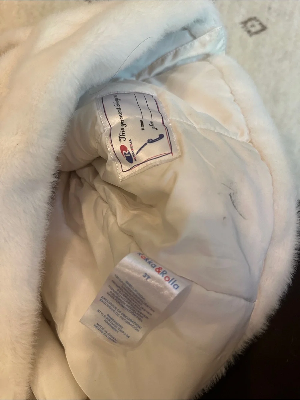 Girls Cream Faux-Fur Hooded Puffer Coat